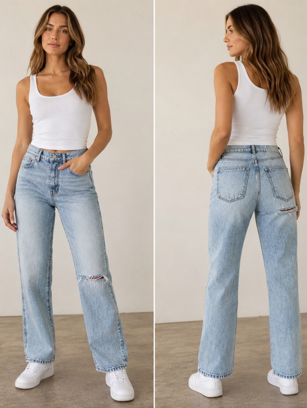 REVICE Light Wash Straight Leg Jeans